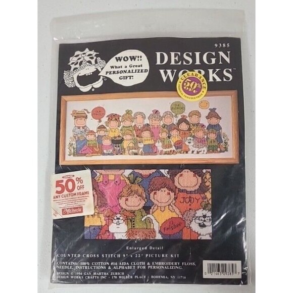 Our Family Personalized Cross Stitch Kit! 1994! GAY MARTHA ZURICH! DESIGN WORKS - Picture 1 of 7